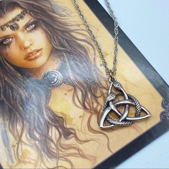 Stainless Steel Celtic Knot Serpents Necklace - Picture 1 of 5